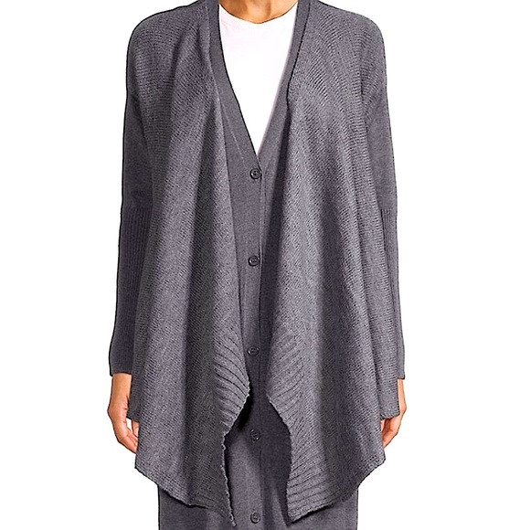 ⭐️ LOVE TOKEN ⭐️ V-NECK GREY “JULIA” DRAPED CARDIGAN COTTON / ACRYLIC SIZE: XS/S - Picture 4 of 9